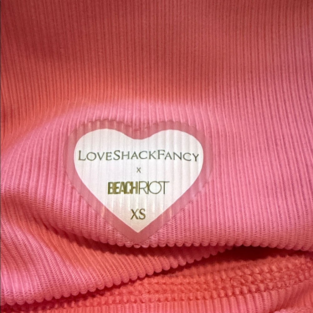 LOVESHACKFANCY X BEACHRIOT High-Waist Ribbed Bubblegum Pink Piper Leggings - Picture 5 of 5